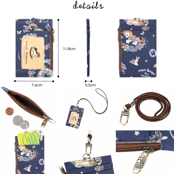 Waterproof Tricolor Corgi ID Badge Card Holder Coin Purse W/ Stretchy Lanyard - Picture 4 of 9